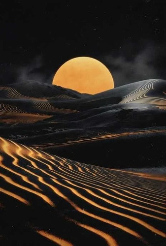 Desert moon landscape - landscape, digital